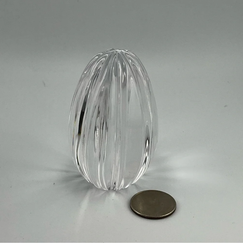 Vintage Orrefors Sweden Clear Egg Shaped Crystal Paperweight 3